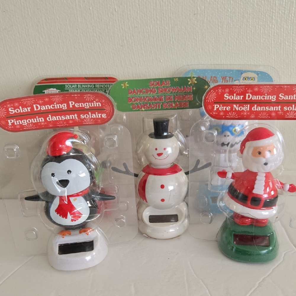 5 Solar Dancing Penguin, Snowman, and Santa Set